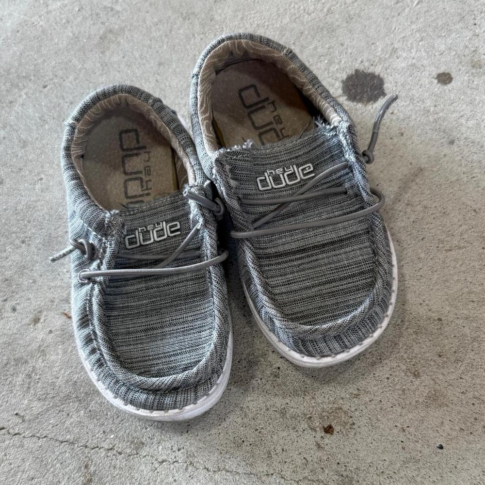 Hey Dude Wally Toddler Shoes Gray Knit Slip On Sneakers Size k7 Toddler